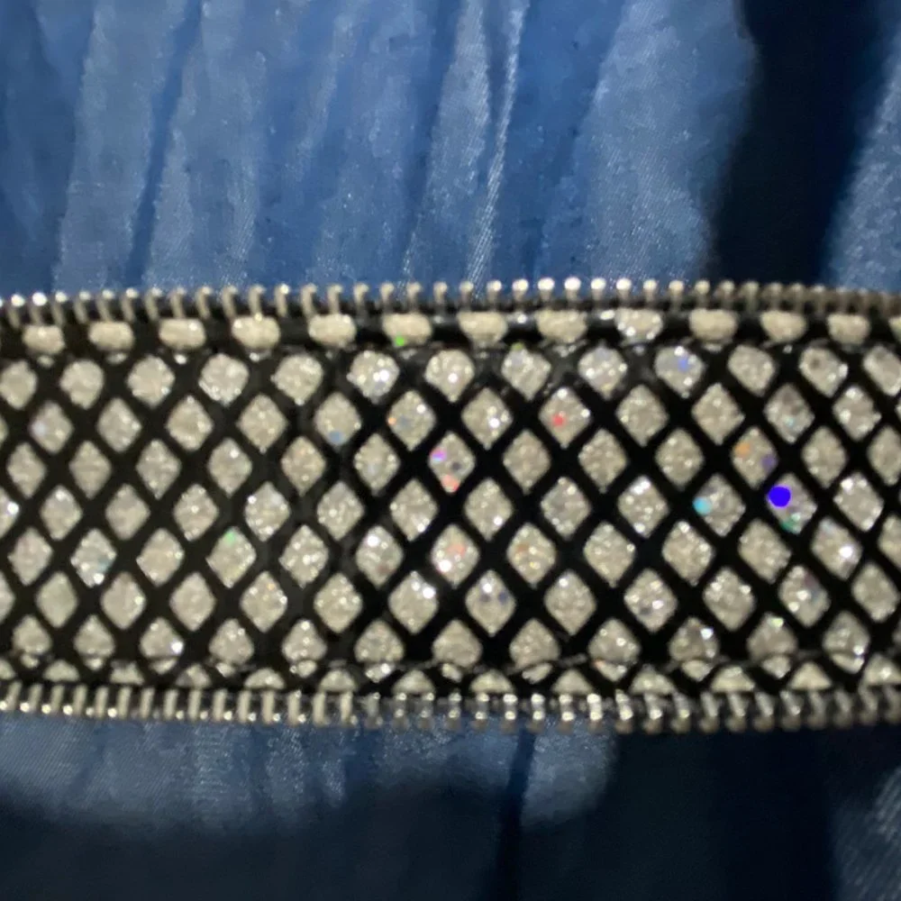 Vint. Wide Snake Print Hologram Steampunk Goth Grunge Buckle Zipper Trim Belt S